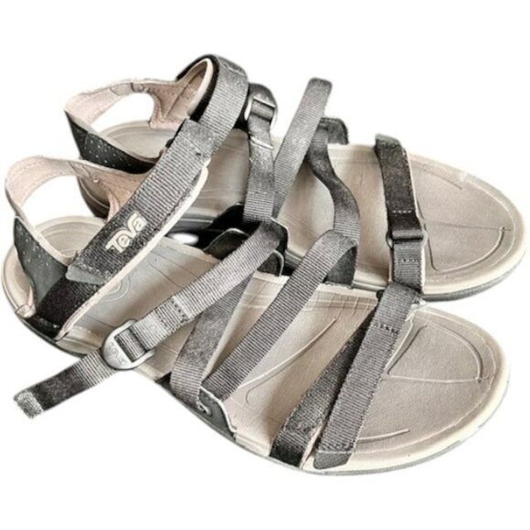 Teva Tirra Sustainable Strappy Sandal - Solid Black/Gray - 9 - Picture 1 of 9